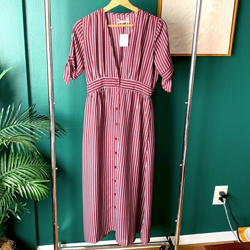OU Burgundy Midi-Dress NWT